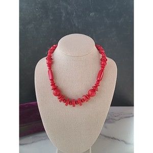 Vintage Red Plastic Beaded Necklace